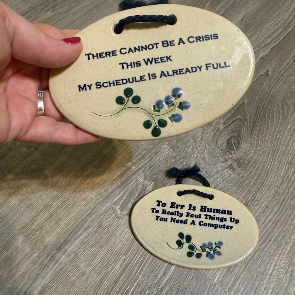 Mountains Meadows Pottery Raised Design Plaques with Quotes Handmade in USA